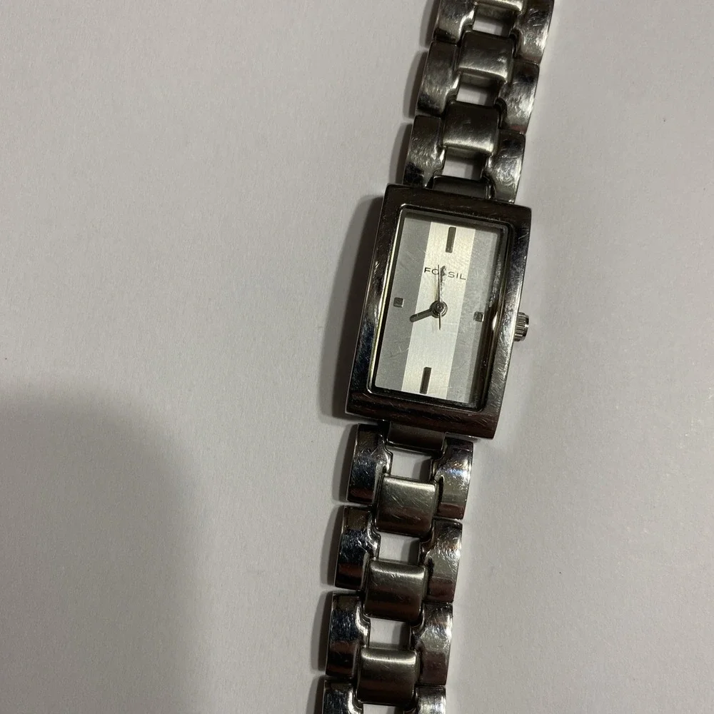 Fossil F2 ES-1107‎ All Stainless Steel Quartz Women's Watch Sz. 6
